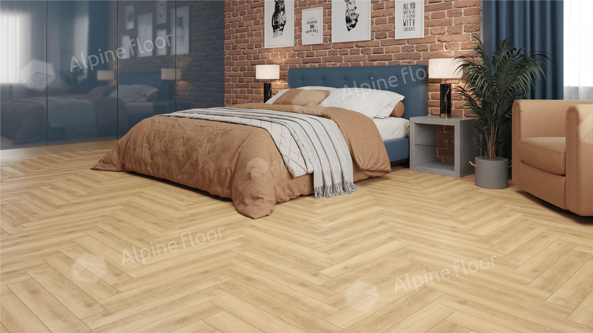 Ламинат ALPINE FLOOR Herringbone 8 4V 33кл Дуб Шампань LF102-5